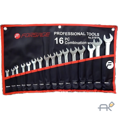 Набор ключей комбинированных 16пр. (6-19. 22. 24мм)на полотне(F-5161M)